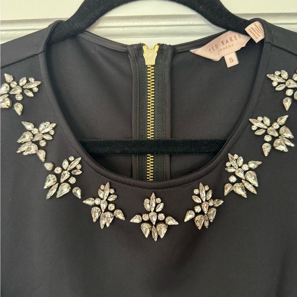 Ted Baker London Black Dress with Embellished Neckline (size 5 TB) - Picture 2 of 3